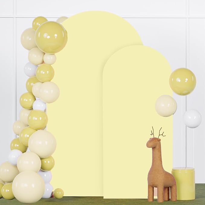 Arch Covers Set of 2 Yellow Wedding Arch Cover 6FT 7.2FT Arch Stand Cover for Wedding Party Spandex Arch Cover Stretchy Fabric Boho Backdrop Covers Set for Bridal Baby Shower Decoration
