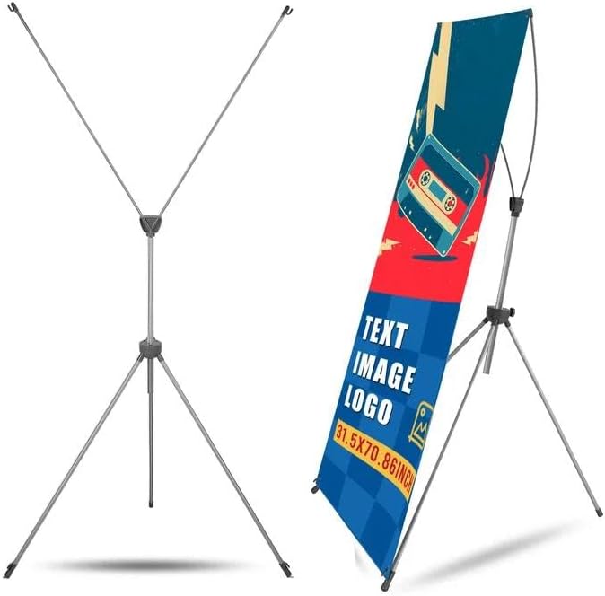 X Banenr Stand, Adjustable Fit Banner 23 x 63 to 32 x 78 Inch, X Banner Holder Stand with Portable Travel Bag for Display, Store, Wedding, Graduation, Outdoor Indoor Events - Made in USA(Only Stand)