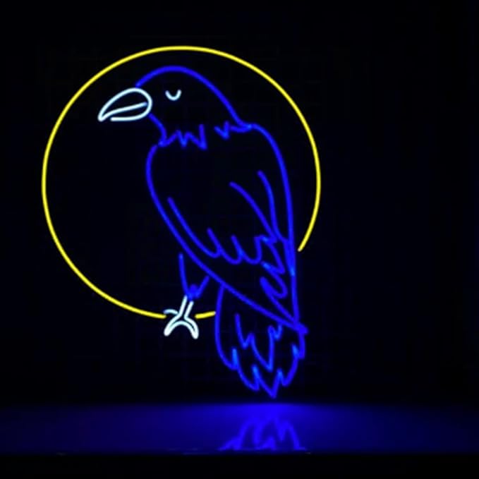 Raven Neon Sign, Crow Neon Light, Raven Bird Led Light, Halloween Led Sign, Scary Horror Spooky Room Wall Decor, Night Wild Life Neon Lights Size:20inches
