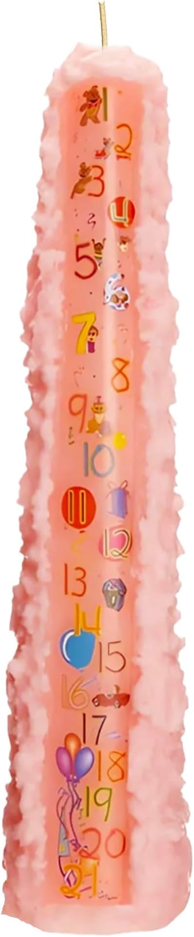 Biedermann & Sons Baby Shower Countdown Candle for Girls, Baby Pink 15 Inch Unscented Pillar, 42 Hour Burn Time, Marks 1 to 21 Year Celebrations, Keepsake Gift or Favor for Guests