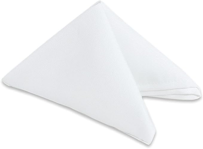 Polyester Cloth Napkins - Washable Soft Table Linens - Durable & Elegant for Dining, Restaurants, Weddings, Events, Rentals, Banquets, & Parties - Premium Quality Set of 100, White, 20"x20"
