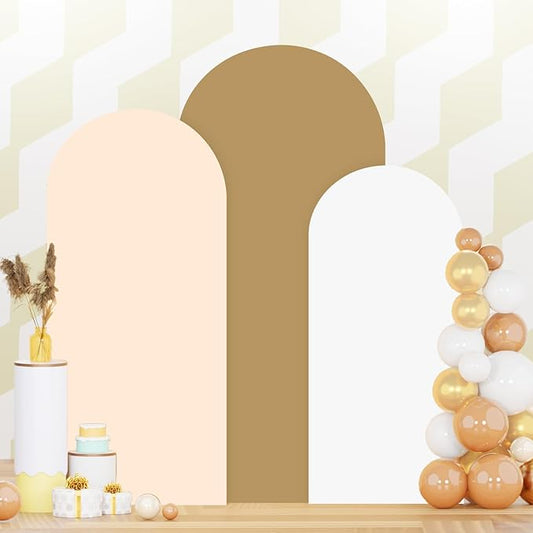 Spandex Arch Backdrop Cover Brown Arch Cover Set of 3 (7.2FT, 6.6FT, 6FT) Wedding Arches Frame Covers Stretchy Backdrop Fabric Chiara Arched Covers for Baby Shower Gender Reveal Birthday Party Decor