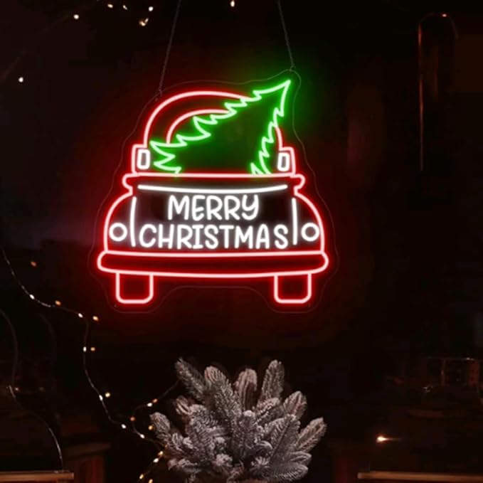 Merry Christmas Neon Sign Custom Christmas Neon Light Christmas Led Sign Christmas Decor Christmas Tree Decor Home Wall Decorations Size:18x17inches