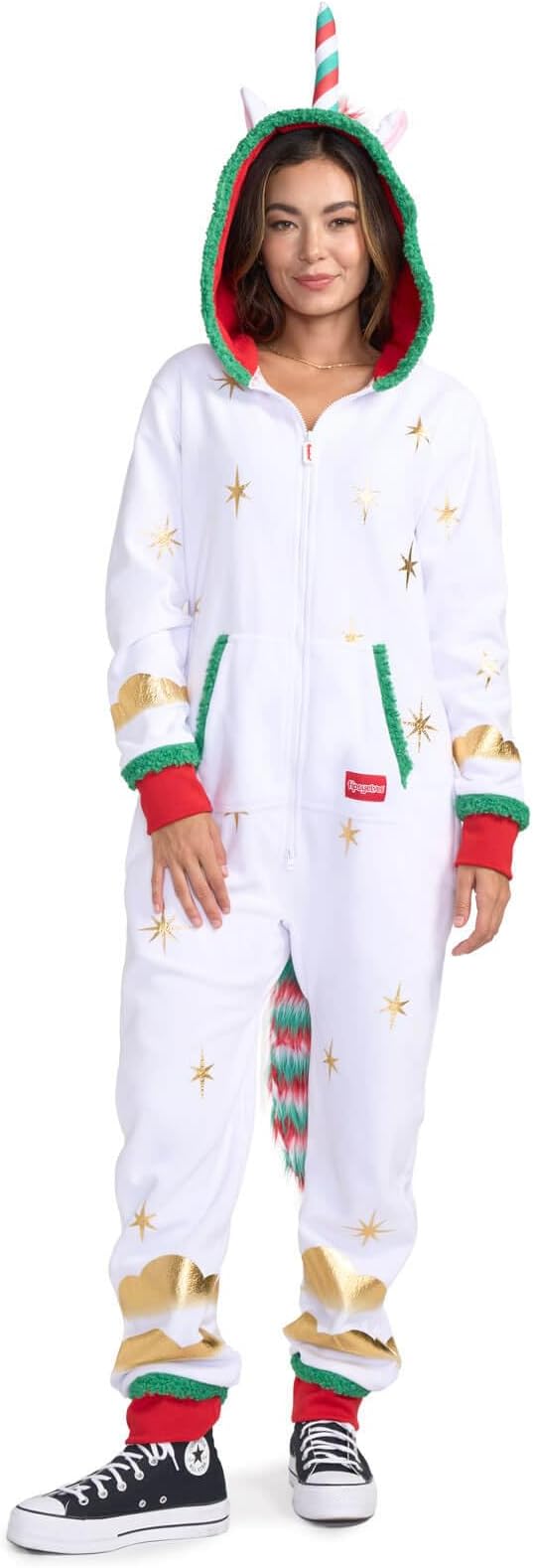 Tipsy Elves Christmas Onesies for Adults - Comfy Unisex Matching Holiday Jumpsuits with Convenient Pockets