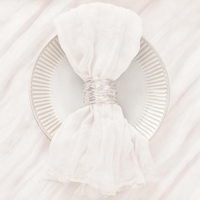 50 Pack Ivory White Cheesecloth Napkins Spring Cloth Napkins Set of 50 Dinner Napkins Bulk 21x21 Inches for Wedding Bridal Shower Baby Shower Valentine's Day