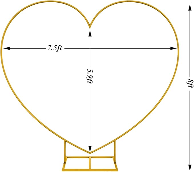 LANGXUN Large Size Metal Balloon Arch Kit, Wedding Heart Arch Stand, Love Balloon Column Arch Frame for Wedding, Bridal, Valentine's Day, Engagement and Birthday Party Supplies (Gold)