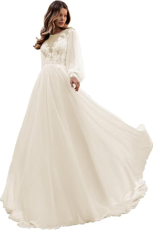 Boho Lace Wedding Dresses for Bride 2026 Tulle Long Sleeve Wedding Dress Ball Gowns Satin Mermaid Bridal Gown