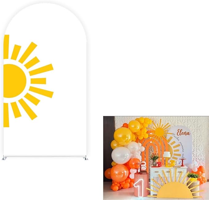Here Comes The Son Arch Backdrop Cover First Trip Around The Sun Baby Shower Decorations Arch Spandex Cover Groovy Sunshine Birthday Party Fiesta (6x2.6ft Cover,28)