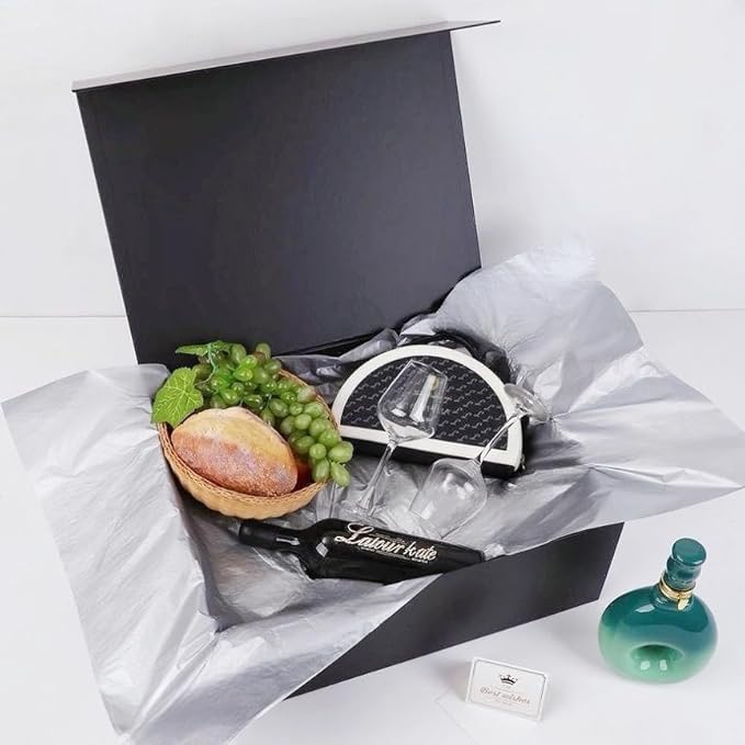 UoeRing 3 Pack Extra Large Black Gift Box 20x16x7 inch Luxury Gift Box for Presents with Magnetic Closure Lid Collapsible,Birthday,Christmas,Contains Card, Ribbon,Tissue Paper,Shredded Paper Filler