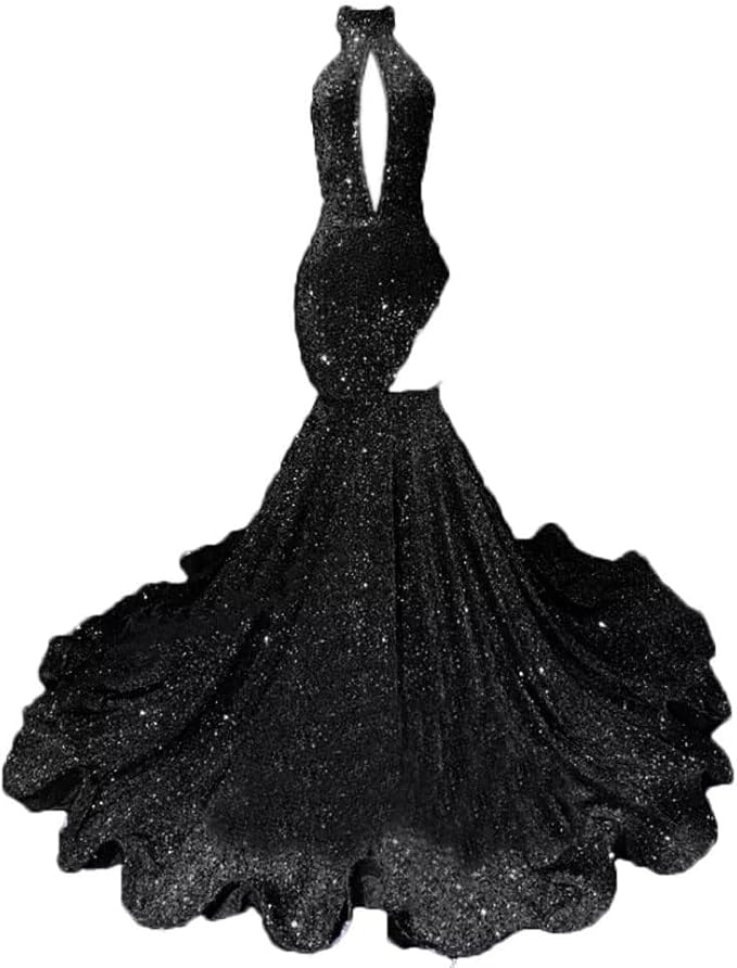 Sexy High Neck Mermaid Evening Long Dress Sequins Sleeveless Celebrity Pageant Dress Cocktail Party Gowns