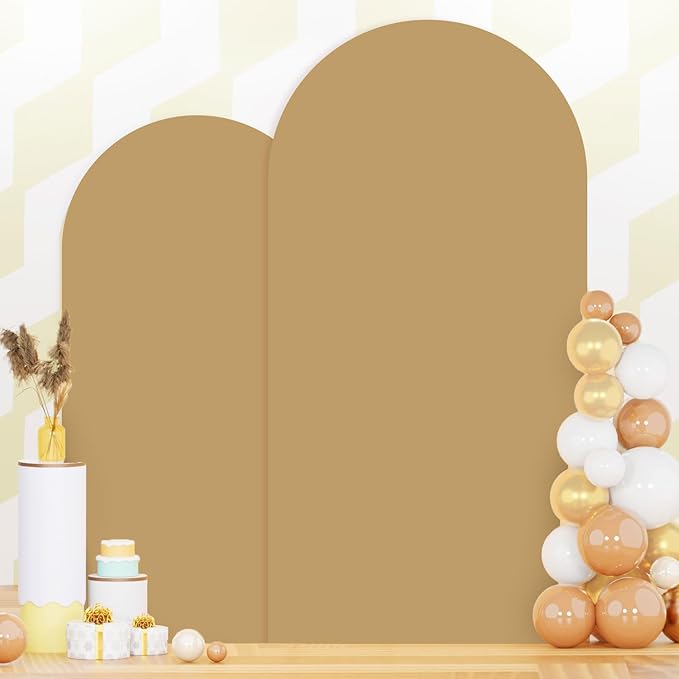Brown Arch Cover Set of 2 Spandex Fitted Arch Stand Cover 7.2FT 6FT Wedding Arch Backdrop Stands Cover Chiara Arch Frame Cover Backdrop Fabric for Birthday Party Baby Shower Arch Decoration