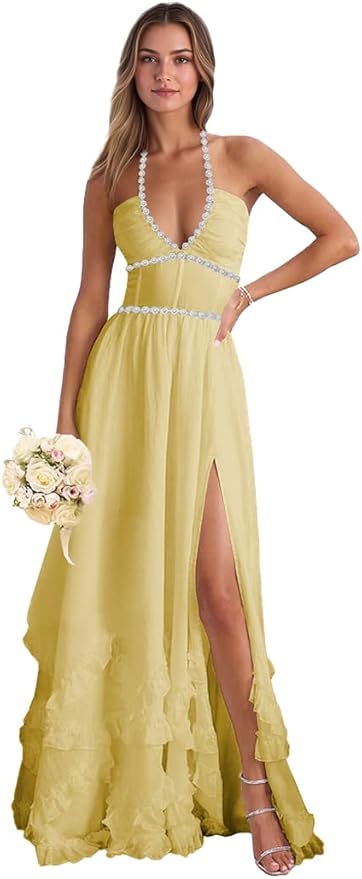 Floral Printed Chiffon Prom Dress for Carmen 2025 Long V Neck Floor Length Photoshoot Dress with Side Slit Ruched