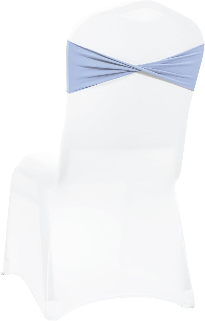 VDS Pack of 300 PCS | Baby Blue | Spandex Chair Sashes Bows Without Buckle | Stretch Elastic Banquet Universal Folding Chair Band Tie with for Wedding Party Conference Celebration Event Decoration