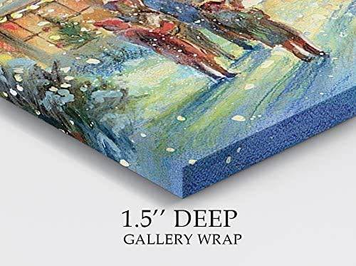 Renditions Gallery Evening Carol by Jim Mitchell Wall Art, Christmas Decor, Idyllic Winter Town, Vibrant Colors, Premium Gallery Wrapped Canvas, Ready to Hang, 16 in H x 16 in W, Made in America