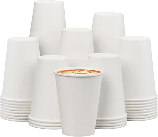 1000 Pack 12 oz Paper Cups - Disposable, White Hot Beverage Drinking Cups, Perfect for Party, Picnic, Travel, and Events