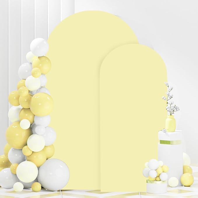 Arch Covers Set of 2 Yellow Wedding Arch Cover 6FT 7.2FT Arch Stand Cover for Wedding Party Spandex Arch Cover Stretchy Fabric Boho Backdrop Covers Set for Bridal Baby Shower Decoration