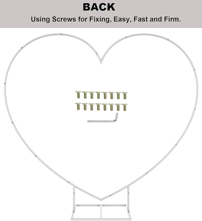 LANGXUN Large Size Metal Balloon Arch Kit, Wedding Heart Arch Stand, Love Balloon Column Arch Frame for Wedding, Bridal, Valentine's Day, Engagement and Birthday Party Supplies (White)