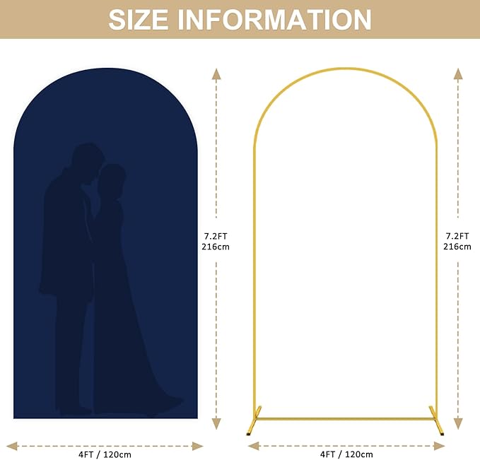 Arch Backdrop Stand and Cover Set 7.2FT Navy Blue Arch Cover Backdrop Fabric for Metal Arched Stands Decor Balloon Arched Stand with Spandex Covers Stretchy Backdrops for Baby Shower Decor