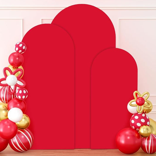 Red Arch Cover Set of 3 Wedding Arch Stand Cover 7.2ft 6.6ft 6ft Spandex Balloon Arch Covers Stretchy Backdrop Chiara Arch Backdrop Cover for Happy Birthday Party Bridal Shower Arch Decor
