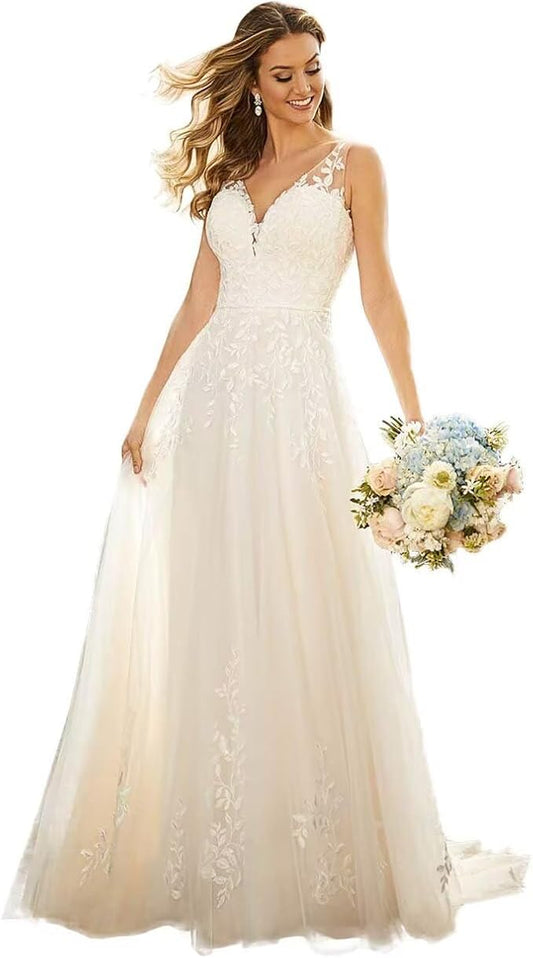 Boho Lace Wedding Dresses for Bride 2026 Tulle Long Sleeve Wedding Dress Ball Gowns Satin Mermaid Bridal Gown
