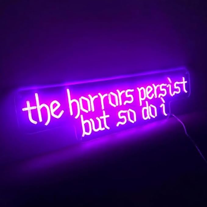 The Horrors Persist But So Do I Neon Sign,Gothic Led Sign,Halloween Home Christmas Decor Size:20x 5.4inches