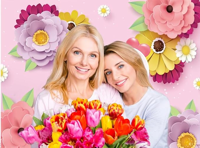 CHAIYA 10X8ft Mother's Day Background Pink Flower Love Background Festival Party Decoration Activity Gift Banner Photo Booth Photo Props CY-149