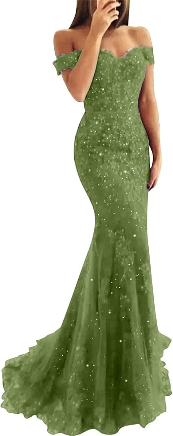 Tulle Long Prom Dresses Off The Shoulder Mermaid Dress with Elegant Laces Appliques Formal Evening Party Gowns