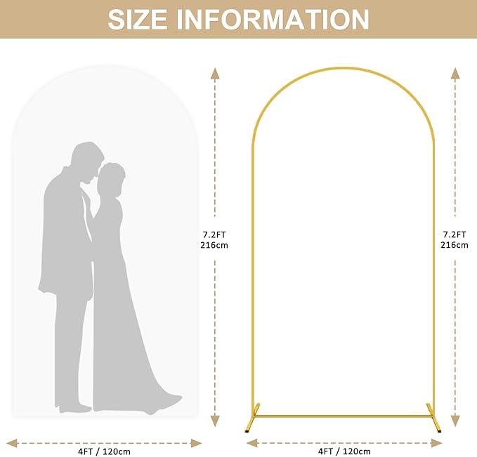 7.2 FT Wedding Arch Stand and White Arch Cover Set Metal Arch Stand Frame with Spandex Arch Cover Balloon Arch Stand and Cover Set for Wedding Ceremony Birthday Party Event Decor