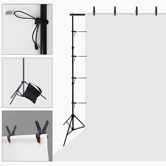 Backdrop Stand 10x7ft(WxH) Photo Studio Background Stand Support System Backdrop Support Kit, for Photography, Advertising Display, Parties Decoration