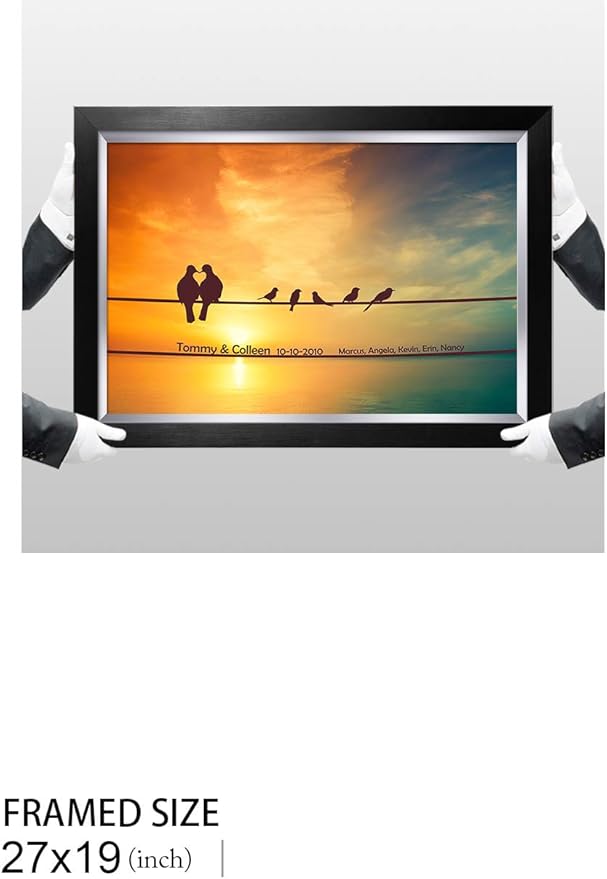 IPIC - We Are Family Personalized Artwork with Names, Customized Gift for Anniversary. Giclee Wall Art with High Grade Frame. Picture Size: 24x16,Total Size: 27X19