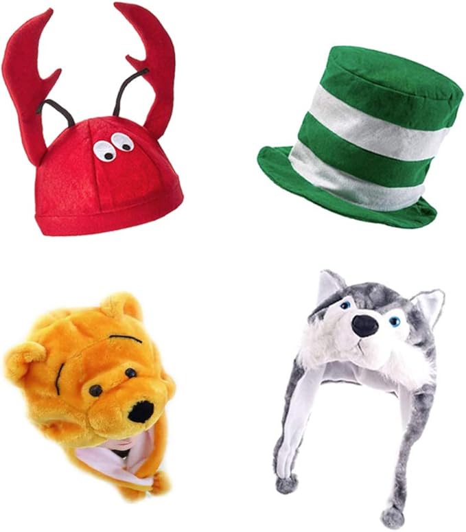 6 Pack Funny Adult Novelty Party Hats - Assorted Costume Hats, Photo Booth Props Hats for Dress Up Parties, Halloween, Birthdays & Celebrations