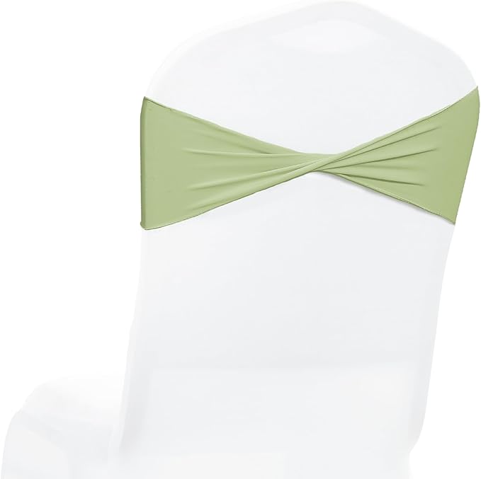 VDS Pack of 75 PCS | Sage Green | Spandex Chair Sashes Bows Without Buckle | Stretch Elastic Banquet Universal Folding Chair Band Tie with for Wedding Party Conference Celebration Event Decoration