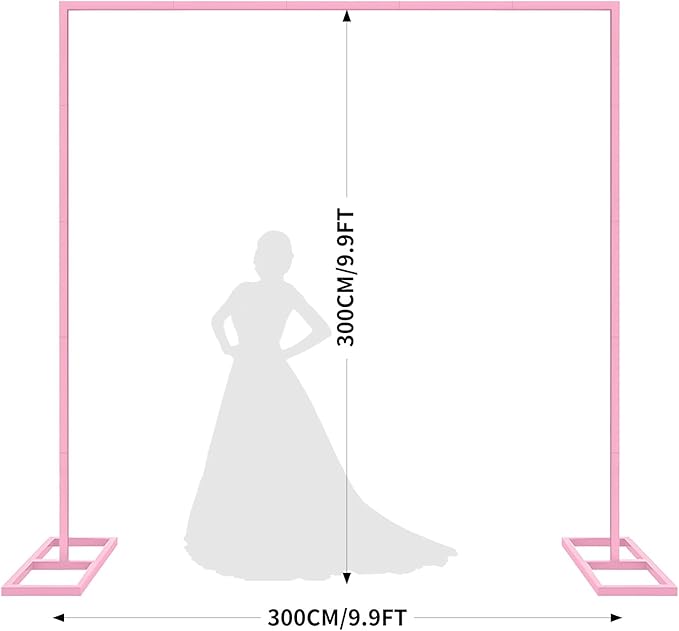 9.9FT Pink Metal Wedding Arches for Ceremony Square Balloon Arch Stand Rectangular Backdrop Stand for Anniversary Birthday Party Bridal Shower Home Indoor Outdoor Decoration