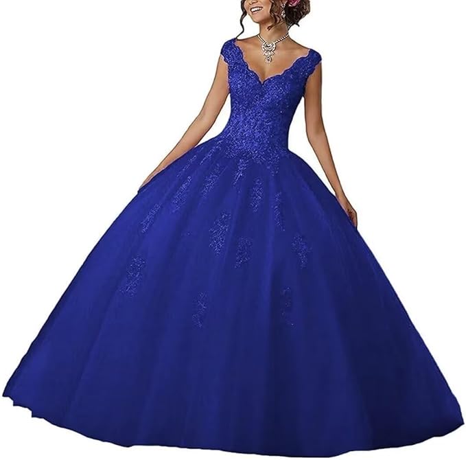 Laces Appliques Long Ball Gown Puffy Tulle Quinceanera Dresses Wedding Dresses with Sleeveless