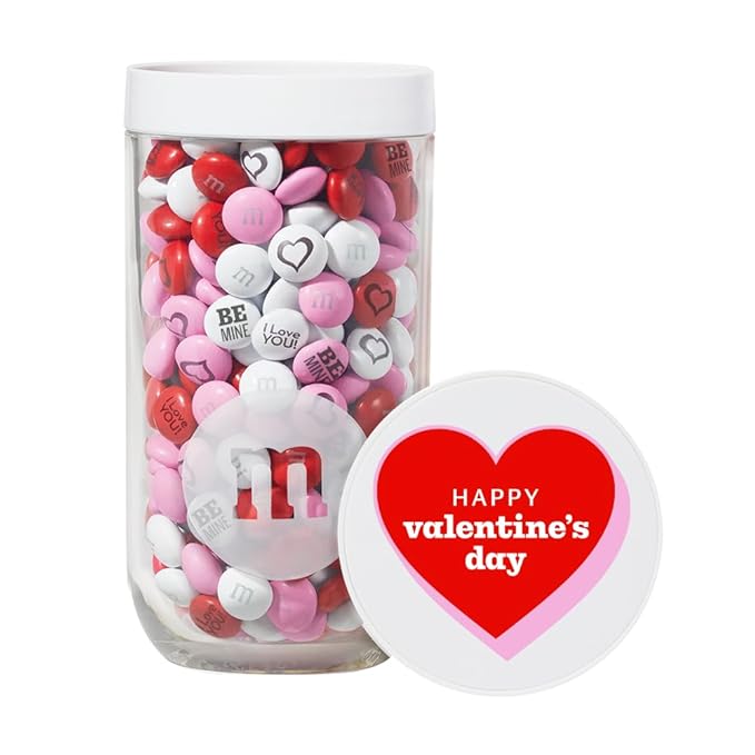 M&M’S Valentine's Day Gift Jar, Unique Valentine Gift filled with Pre-Designed M&M’S Candies