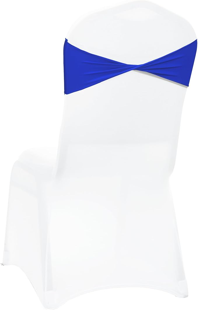 VDS Pack of 300 PCS | Royal Blue | Spandex Chair Sashes Bows Without Buckle | Stretch Elastic Banquet Universal Folding Chair Band Tie with for Wedding Party Conference Celebration Event Decoration