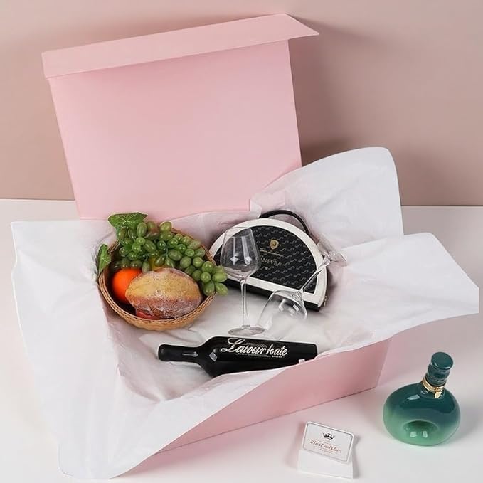 UoeRing 2 Pack Extra Large Pink Gift Box 17x14.5x6 inch Luxury Gift Box for Presents with Magnetic Closure Lid Collapsible,Birthday,Christmas,Contains Card, Ribbon,Tissue Paper,Shredded Paper Filler