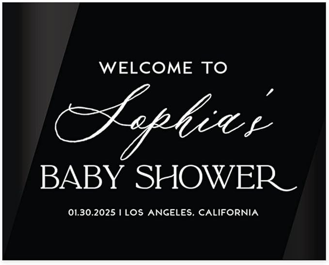 Andaz Press 16"x20" Black Acrylic Personalized Baby Shower Welcome Sign, Gender Neutral Large Custom Sign for Easel Stand, Baby Shower Decorations