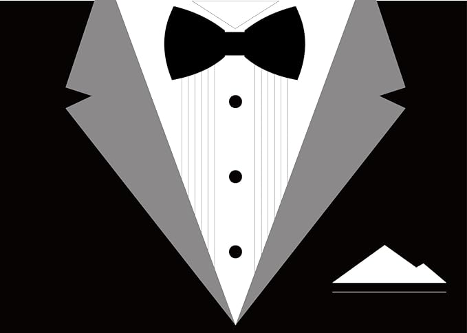 BELECO 9x6ft Fabric Gentleman Tuxedo Backdrop Black and White Bow Tie Suit Background Luxury Birthday Dinner Party Decor Banner Boy Men Father Bridegroom Photoshoot Studio Booth Props