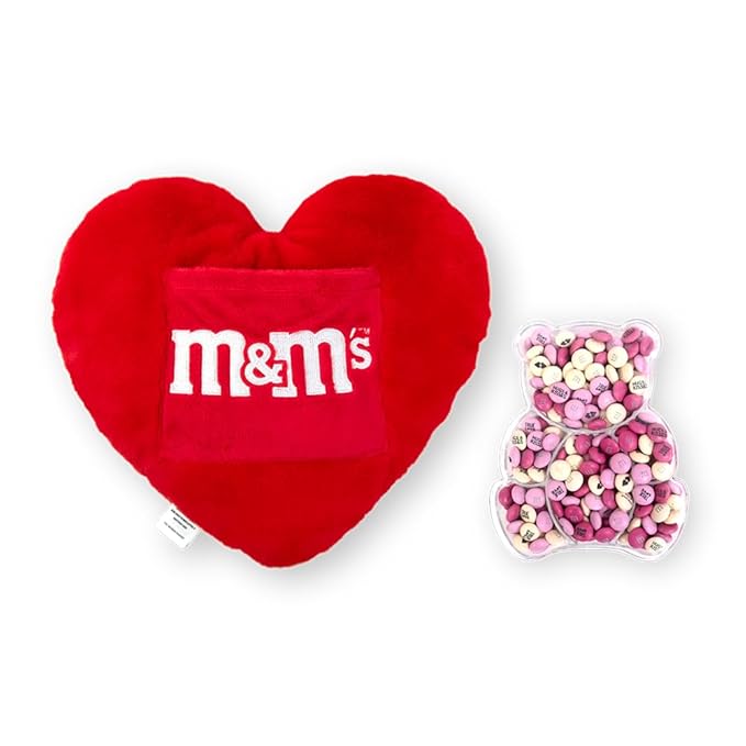 M&M’S Teddy Bear with Heart Pillow Bundle, Unique Gift for Valentine's Day