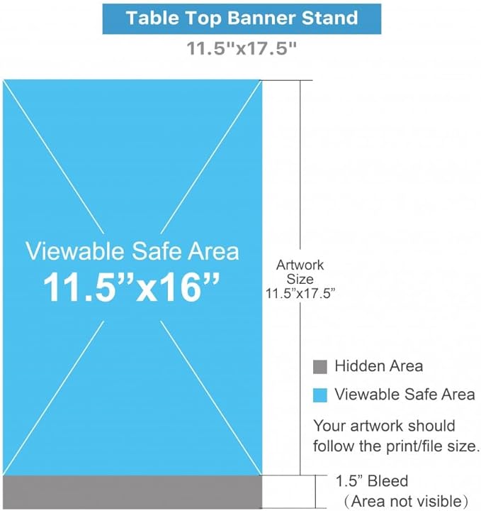 Tabletop Retractable Banner, Silver Aluminum Stand, 8.5” x 11”, Customizable Print, Custom Mini Retractable Banner (Silver (hardware), 11.7” x 17.75”)