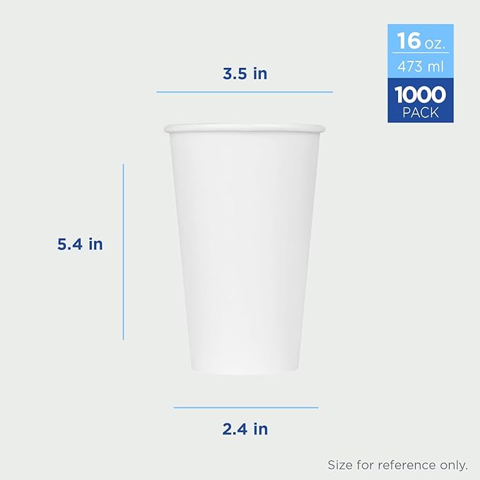 Karat 16 oz Paper Coffee Cup [1,000 ct] White Disposable Cup for Hot/ Cold Drinks and Beverages 90mm (C-K516W)