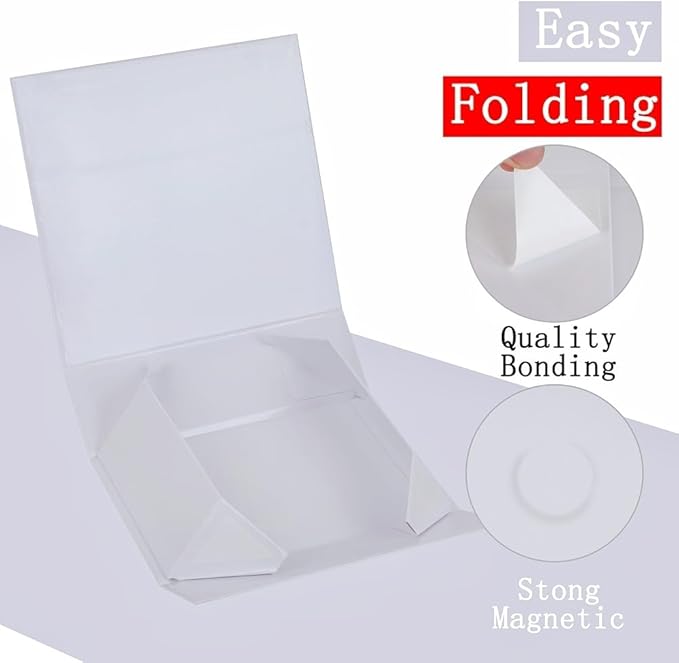 UoeRing 5 Pack Extra Large White Gift Box 20x16x7 inch Luxury Bridesmaid Box for Presents with Magnetic Closure Lid Collapsible,Contains Card, Ribbon,Tissue Paper,Shredded Paper Filler
