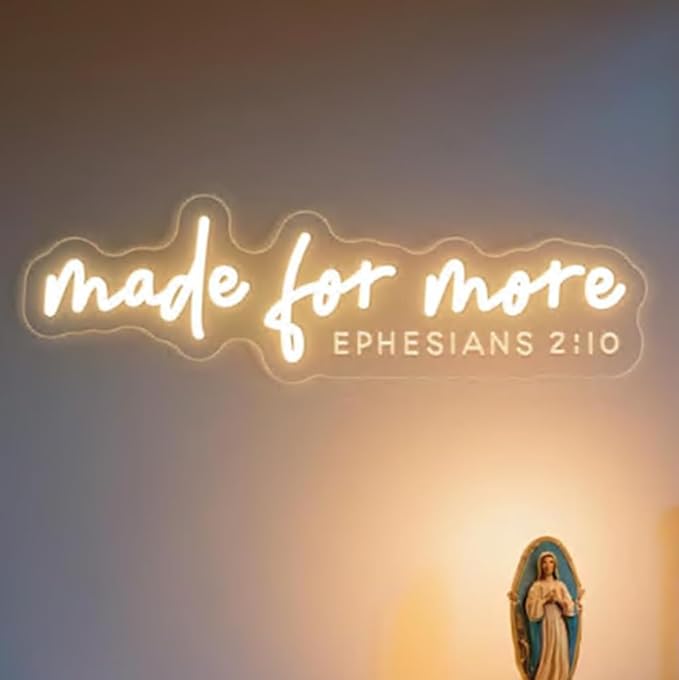 Made For More Neon Sign,Custom Jesus Neon Light,Religious Faith Sign,Bible Verse Decor,Christian Home Wall Decor,Church Decor,Christian Gift Size:20inches