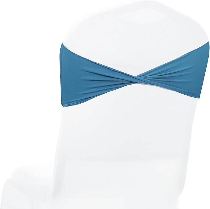 VDS Pack of 50 PCS | Dark Teal | Spandex Chair Sashes Bows Without Buckle | Stretch Elastic Banquet Universal Folding Chair Band Tie with for Wedding Party Conference Celebration Event Decoration