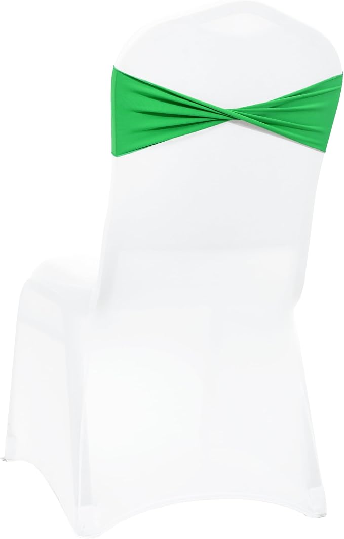 VDS Pack of 200 PCS | Light Green | Spandex Chair Sashes Bows Without Buckle | Stretch Elastic Banquet Universal Folding Chair Band Tie with for Wedding Party Conference Celebration Event Decoration