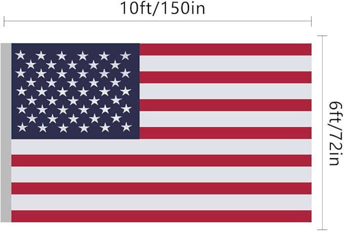 American Flag 6x10 Ft, US Deluxe Embroidered Heavy Duty Polyester Durable Outside Flags with Brass Grommets