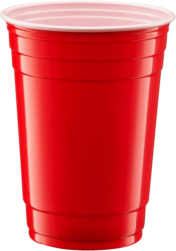 GUSTO [Case of 1,000] 18 oz. Disposable Plastic Red Cups, Party Drinking Cups for Events and Everyday Use