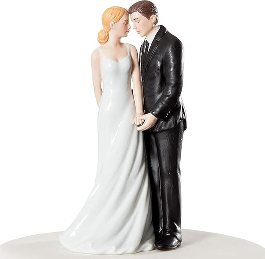 Bliss Wedding Cake Toppers: Bride & Groom Keepsake Figurine | Fine Porcelain | 6 Inches