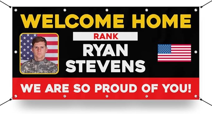 Milweb1 - Personalized Welcome Home Soldier U.S. / Customizable - Vinyl Banner, Sign, Print, Poster (3'x6')
